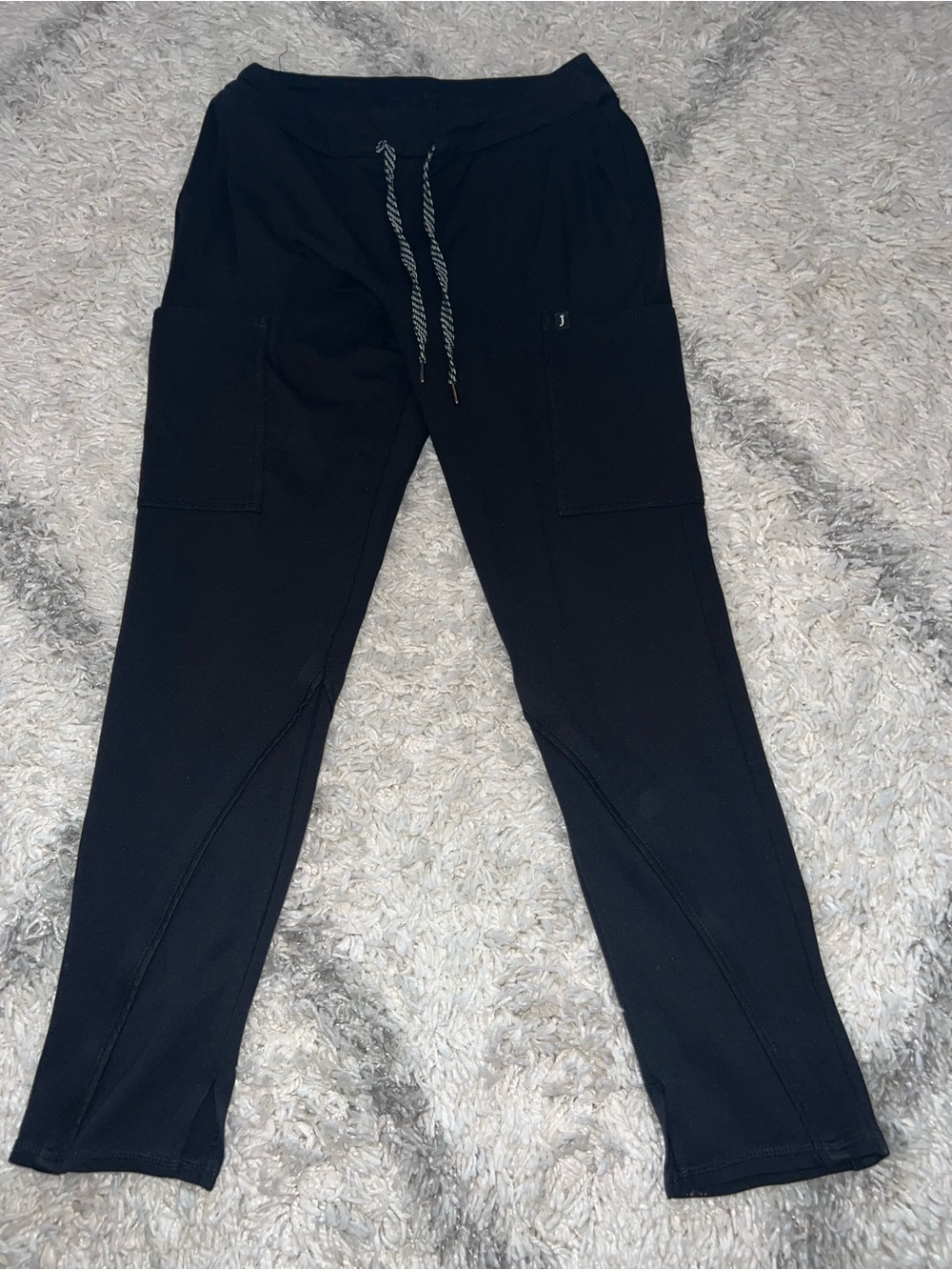 Women’s Black Drawstring Cargo Scrubs with Side Pockets